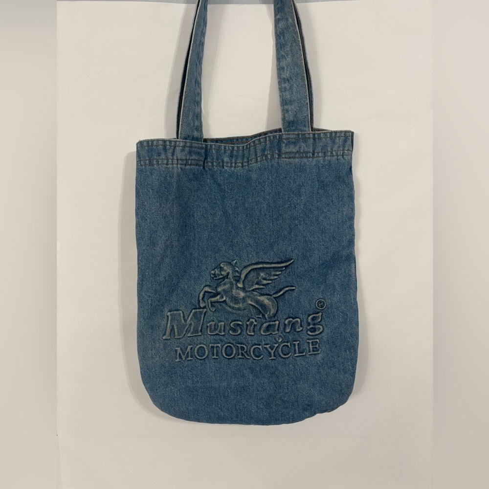 Vintage denim Mustang motorcycle bag